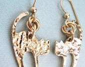 Murray Earrings - gold filled ear wires, gold filled jump rings, 14K gold plated cat charms
