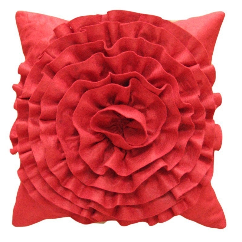 DIY Kit - Wool Felt Rosette Pillow Cover - Your Choice of Color