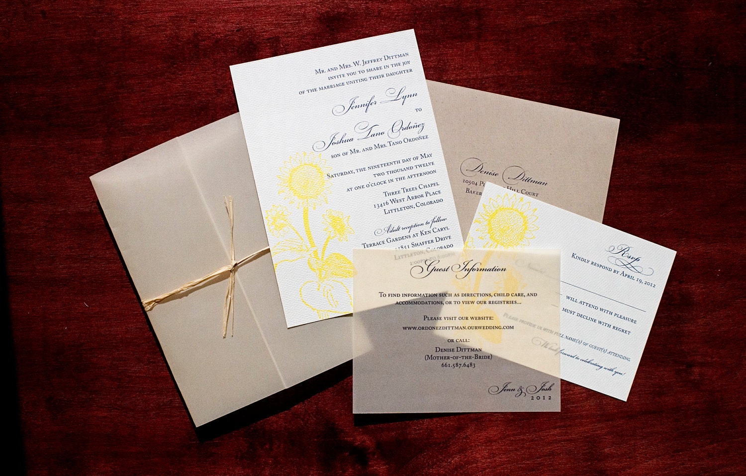 Sunflower Wedding Invitation Sample - "Abilnen"