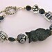 Vintage Owl Bracelet with Polka Dots Hearts Stripes  and Super Cute in Black and White 8 inches