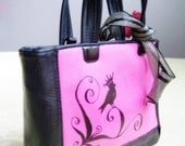 Painted Leather Handbag- Little Birdie Told Me- Upcycled Designer Bag OOAK