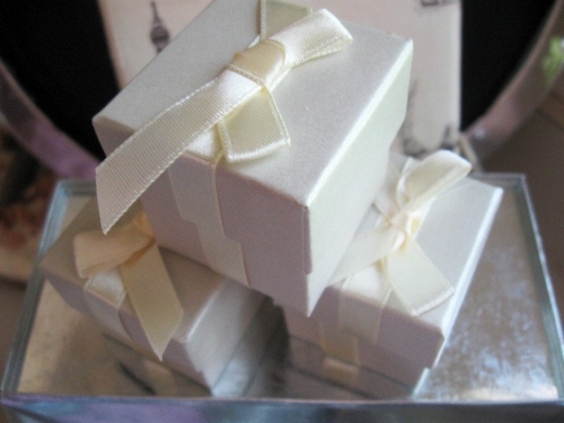 CLEARANCE Destash - fabric cube gift boxes with ribbon - pack of 10
