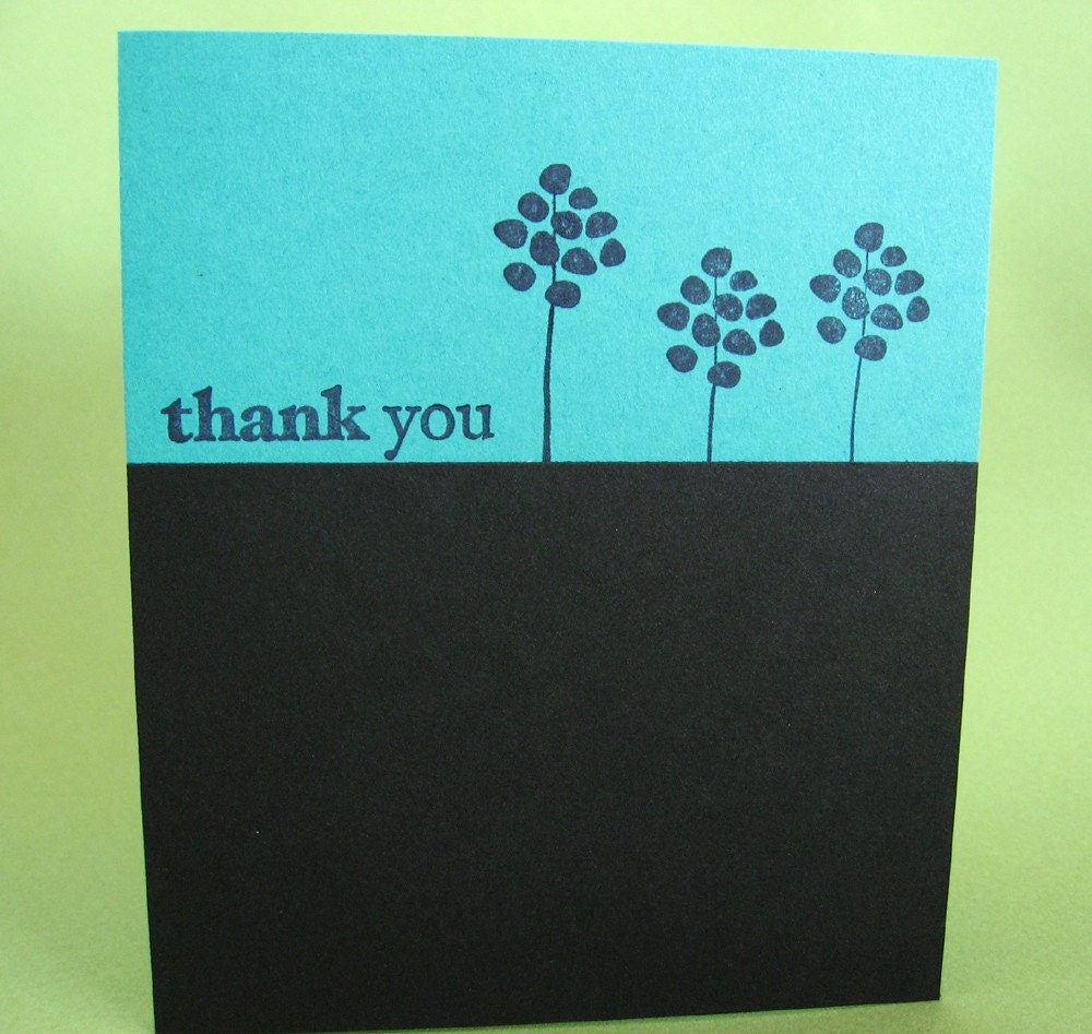 Thank you card, funky little flowers