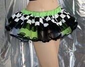 Toxic Lime Checkerboard Roller Derby GoGo Mini Tutu adult ALL SIZES MTCoffinz