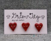 Heart Ceramic Button Porcelain with Red Glaze