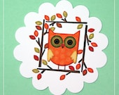 FRAMED OWL Set of 8 scrapbooking tags