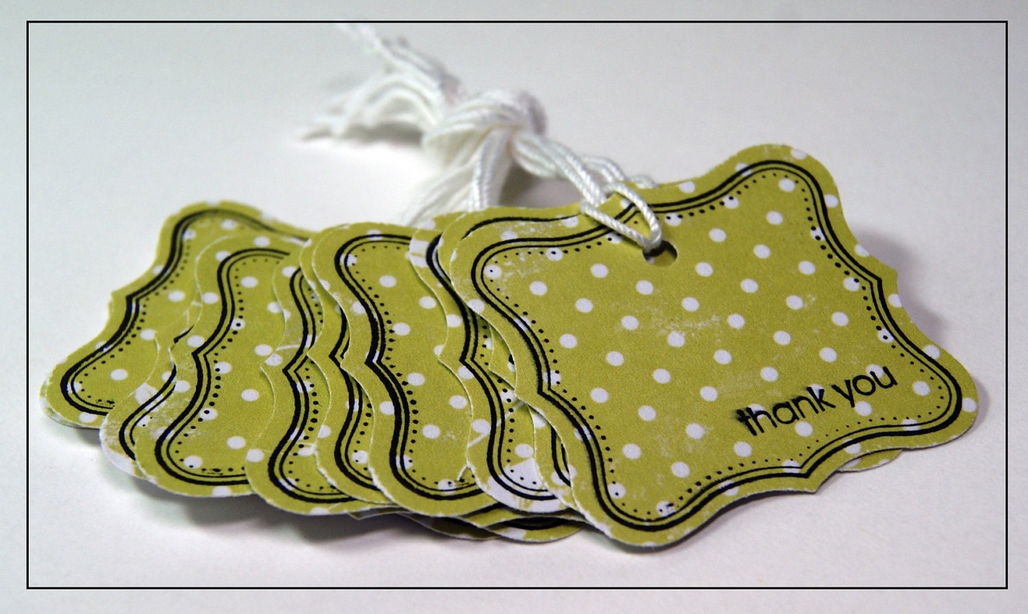 Thank You Tags DESTASH Set of 10 hang tags Green with Dots