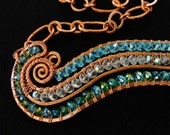 RIVER -- nontarnish copper and crystal to flow around your neck