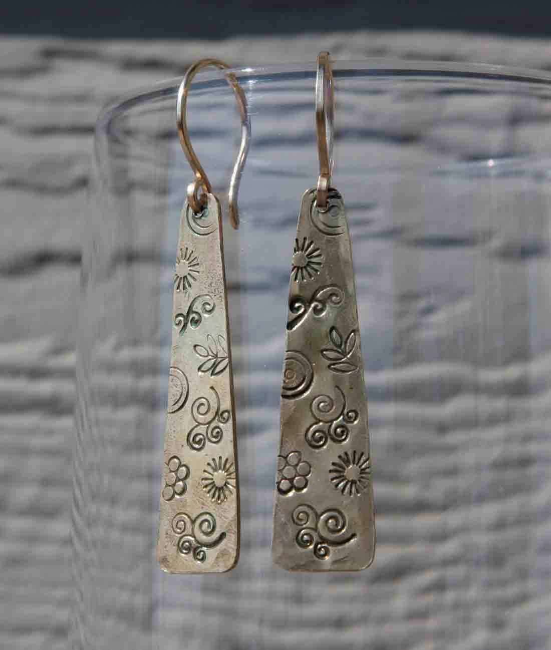 Patterned Brass Earrings