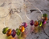 sorbet drops - gold hoop earrings with glass teardrops