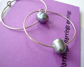Simple Pearl Silver Hoop Earrings