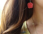Pink Summer rose earrings