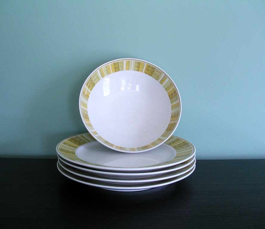 Vintage Franciscan Ceramic Bowl and Plates Dinner Set- 5 Pieces