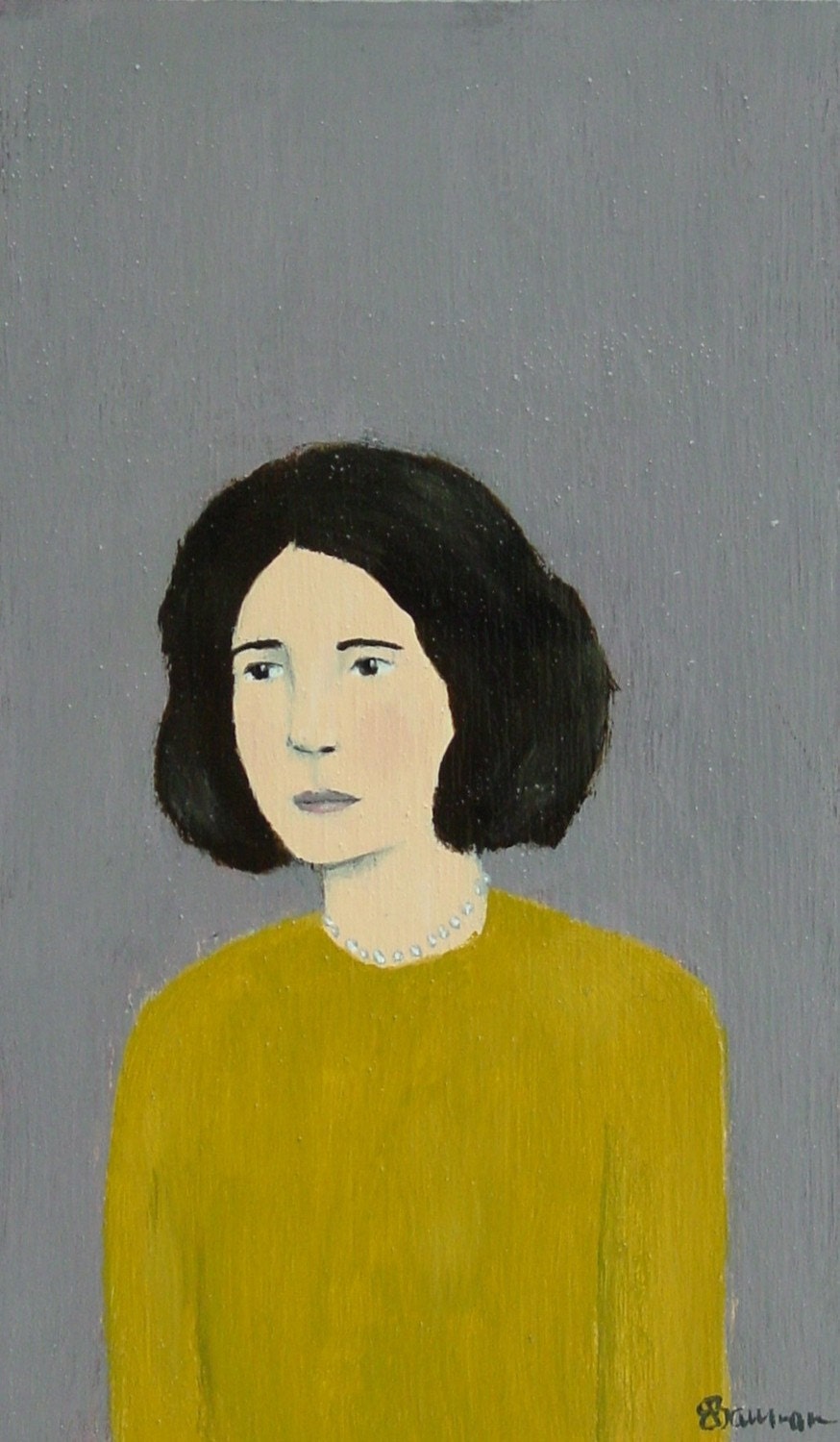 Edna - Original Little Portrait Painting by Elizabeth Bauman, 3 x 5 inches