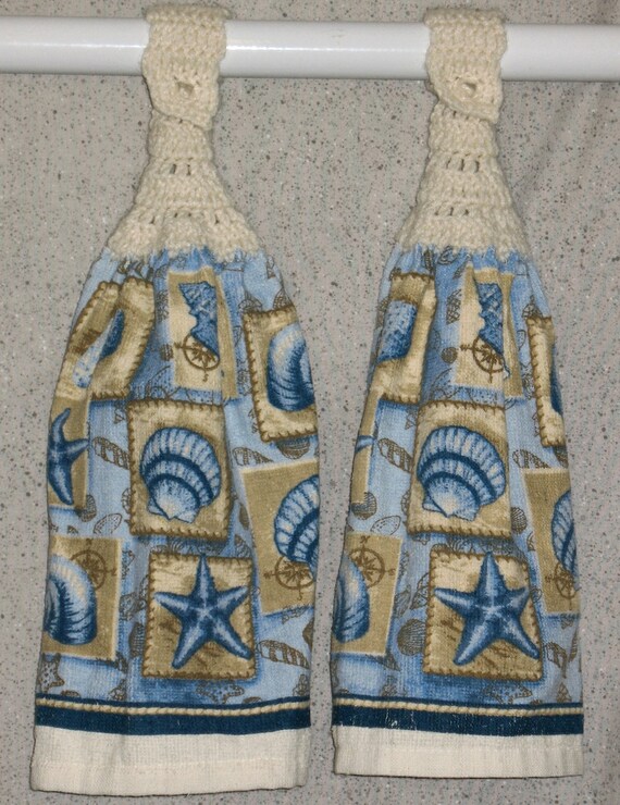 Seashells & Starfish Hanging Hand Towels Set of 2 by SistersToo