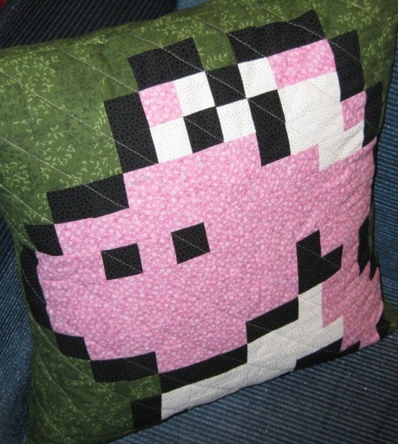 Baby Yoshi Quilted Pillow Cover - Pink