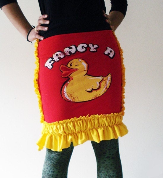 OOAK Red & Yellow Ruffle Skirt - Fancy A Duck - Kezbirdie