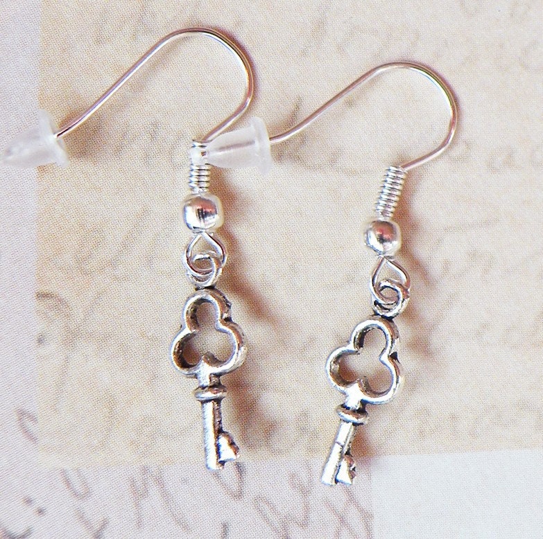 My Secret Keeper - Silver Key Earrings
