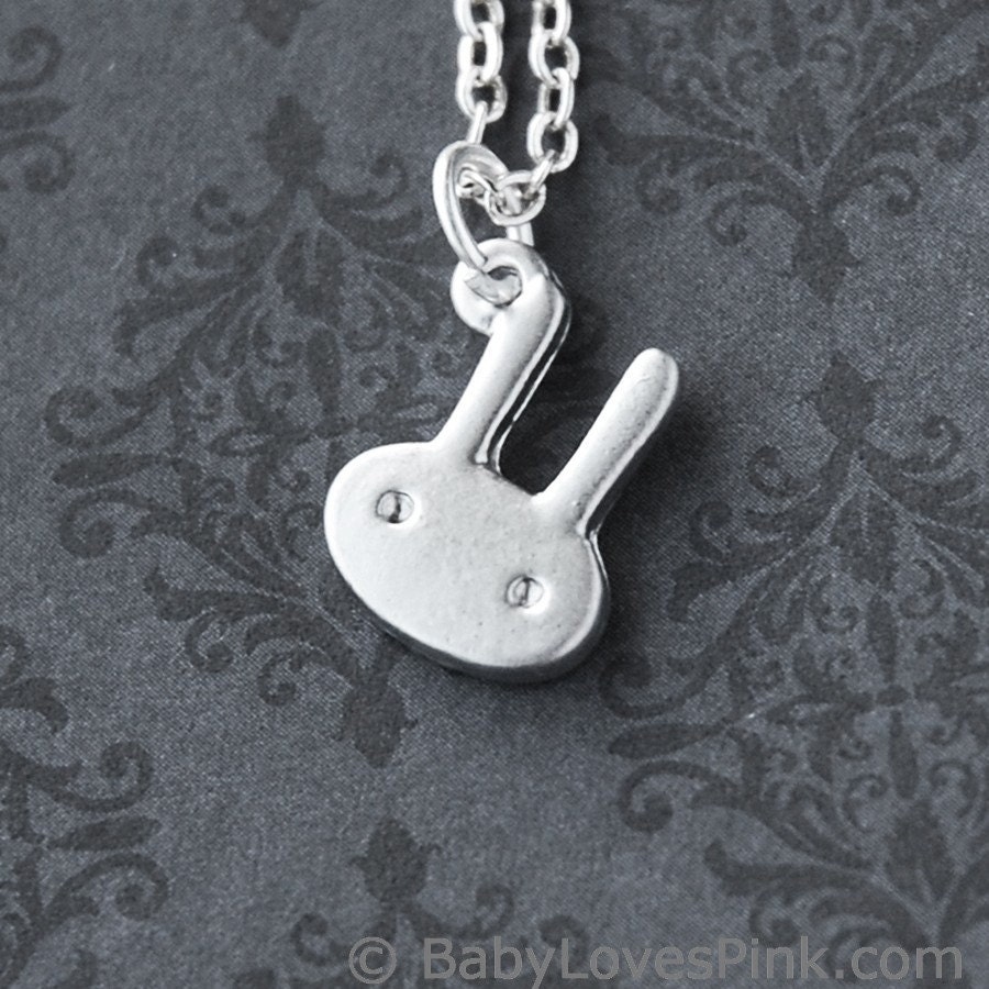 Cute Bunny Rabbit White Gold Necklace