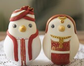 Custom Wedding Cake Topper - Large Hand Painted Love Birds in Indian Wedding Dress