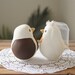 Custom Wedding Cake Topper - Large Hand Painted Love Birds with Painted Bouquet