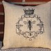 Burlap and Black Linen Queen Bee Pillow Rustic Country