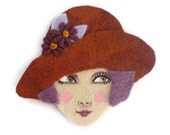 Retro Glamour Girl Fabric Brooch, Felt Brooch, Art Brooch, Wearable Art Jewelry, Mother's Day Gift