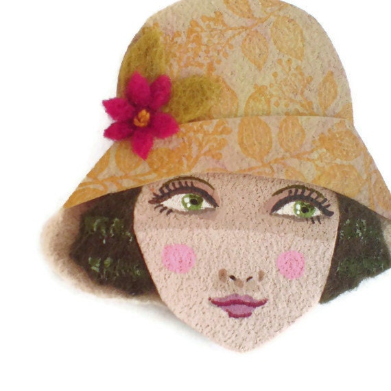 Reserved for Sophie - Flapper Girl Fabric Brooch