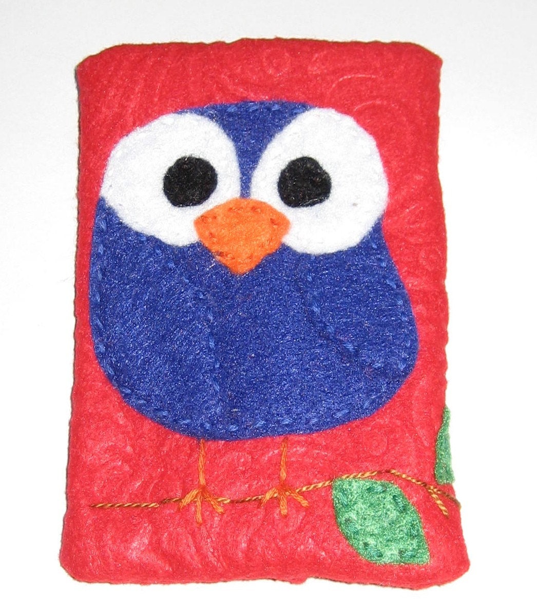 Purple Owl on Red Embossed Tissue Cozy