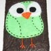 Lime Green Owl on Brown Embossed Tissue Cozy