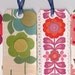 6 Double Sided Wallpaper Gift Tags - Vintage 70s papers