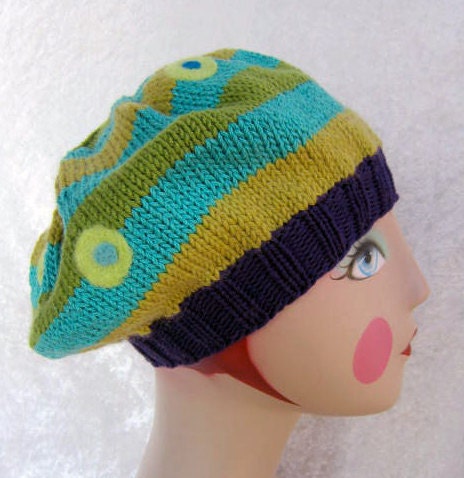 Lana Beret Hand Knit from Cotton and Cotton Angora Blend