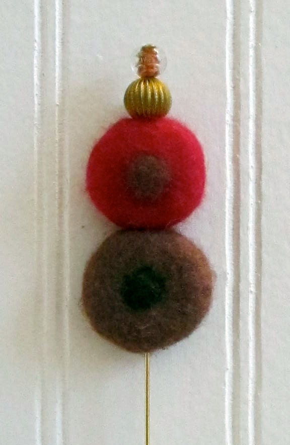 Dotty Hat Pin in Red and Taupe for Mom, Sis, Best Friend, You
