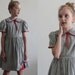 1950s Little Girl Dress . Plaid . Grey and White . Red Trim . Mid Century Childrens Sundress . Kids