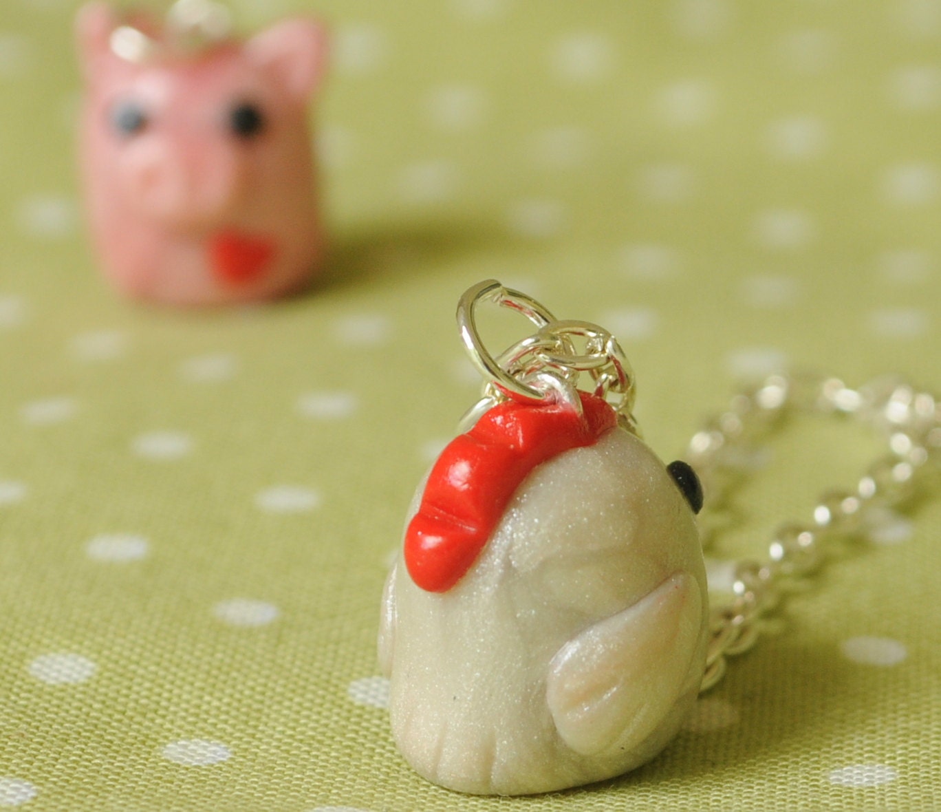 Chicken Polymer Clay Necklace