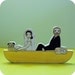 Custom Wedding Cake Topper Couple in  Canoe or Kayak with One Pet
