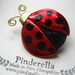 Lady Bug pin brooch black and red