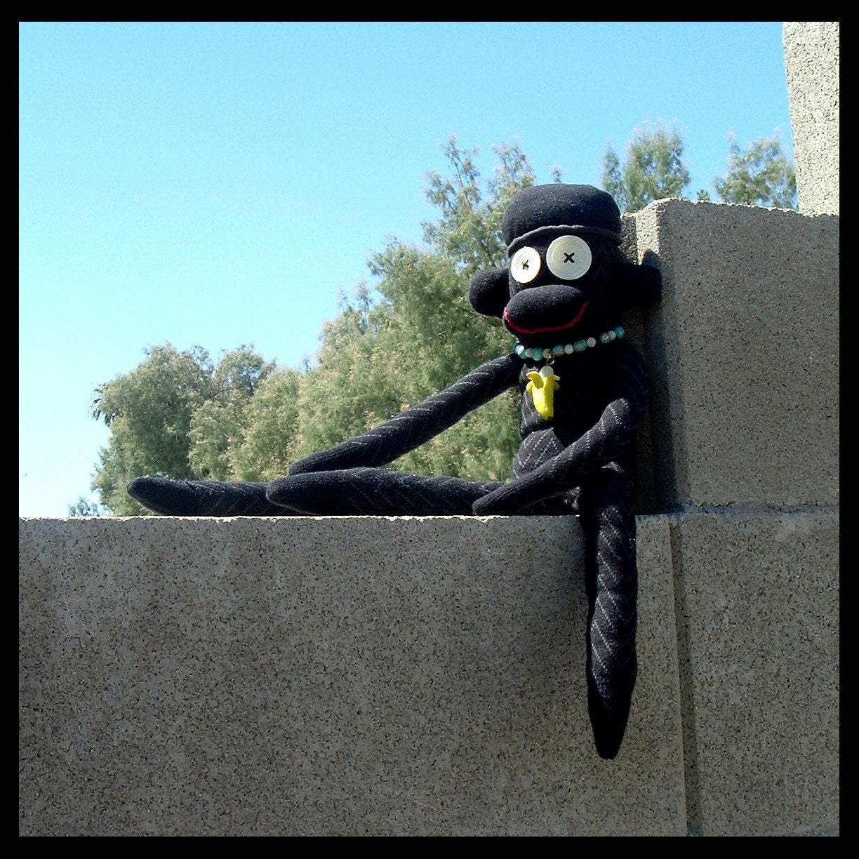 Black sock monkey "Terrence" (one of a kind)
