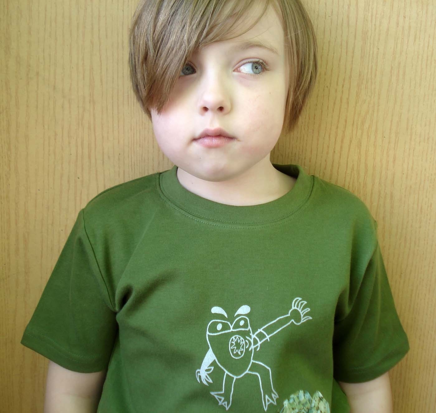 sonic frog -- hand silk screened tee, youth size 2-12