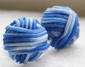 Blue Yarnball Post Earrings Surgical Steel