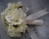 One Sweet Toss Bouquet OR  Bridesmaids wrapped in Ivory lace