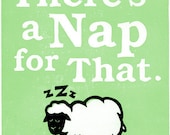 Sleepy Sheep 8x10" Lino Block Print - There's a NAP for That - Green