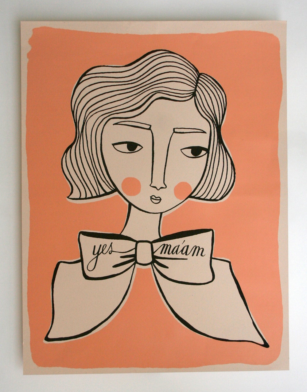 screenprinted poster: girl with bow