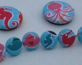 Under the Sea ...  A set of fabric push pins and magnets