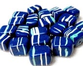 Vintage Baroque Acrylic Cube Square Rectangle Beads Blue White Lavender and Light Teal Abstract Lines  Reclaimed Japan