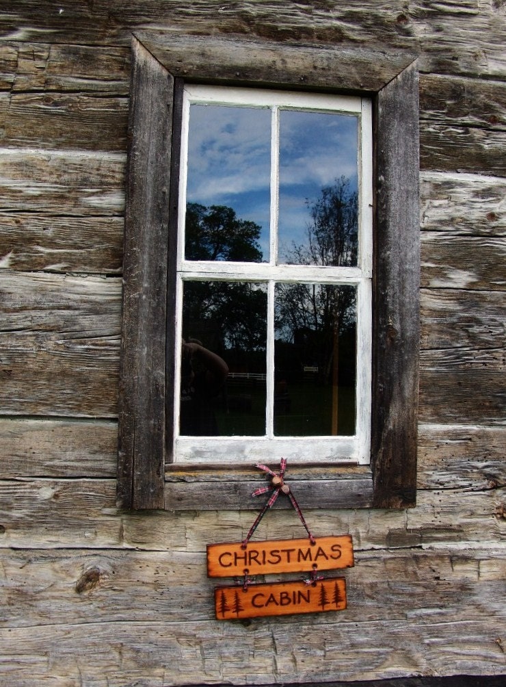 Christmas Cabin Decoration Sign Decor Wood Burned Rustic Wooden Lodge Chalet