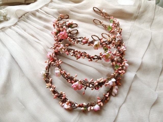 pink bridal head piece circlet - JOLIE - a cherry blossom wedding head wreath