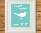 Bird Nursery Art - Digital Art Print - Everywhere a Tweet Tweet