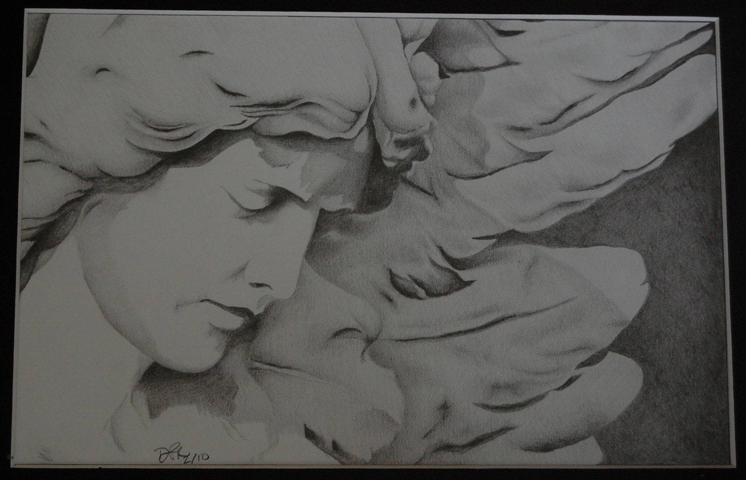 Mourning Angel-original free hand pencil drawing