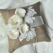 The Vintage Lace Collection - Burlap Ring Bearer Pillow with Ivory Alencon Lace - READY TO SHIP